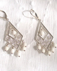 sterling silver and white agate chandelier earrings