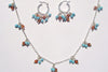 Sterling silver amber and turquoise necklace and earring set
