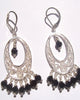 Sterling silver and jet bead chandelier earrings