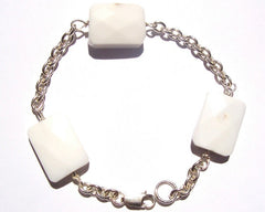 Sterling silver and white agate bracelet