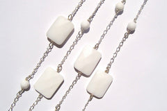 Long sterling silver and white agate chain