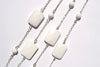 Long sterling silver and white agate chain